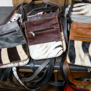 burgundy and zebra hide leather sling bag gallery1