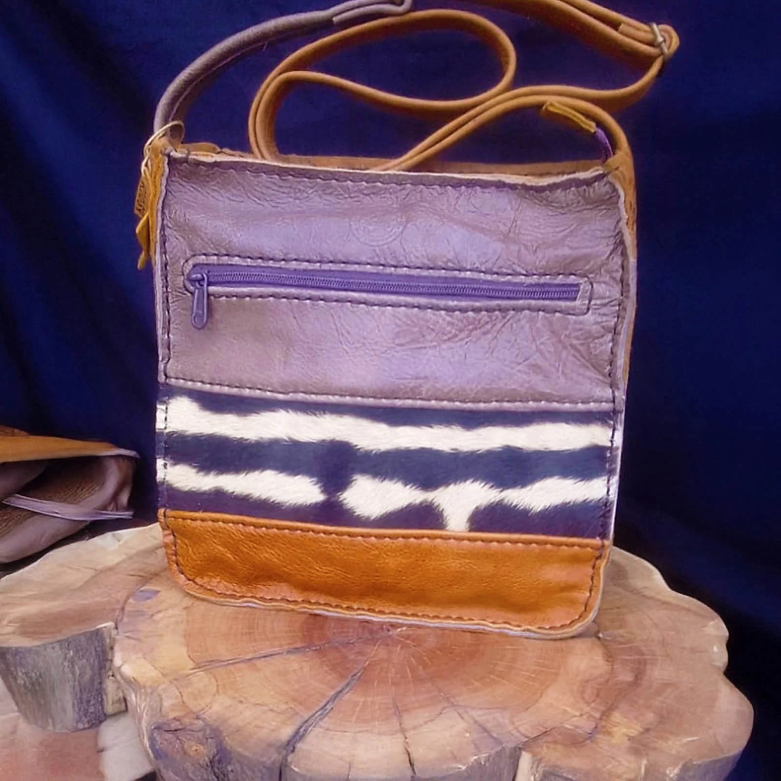 brown and tan zebra hide leather sling bag brown and tan zebra hide leather sling bag