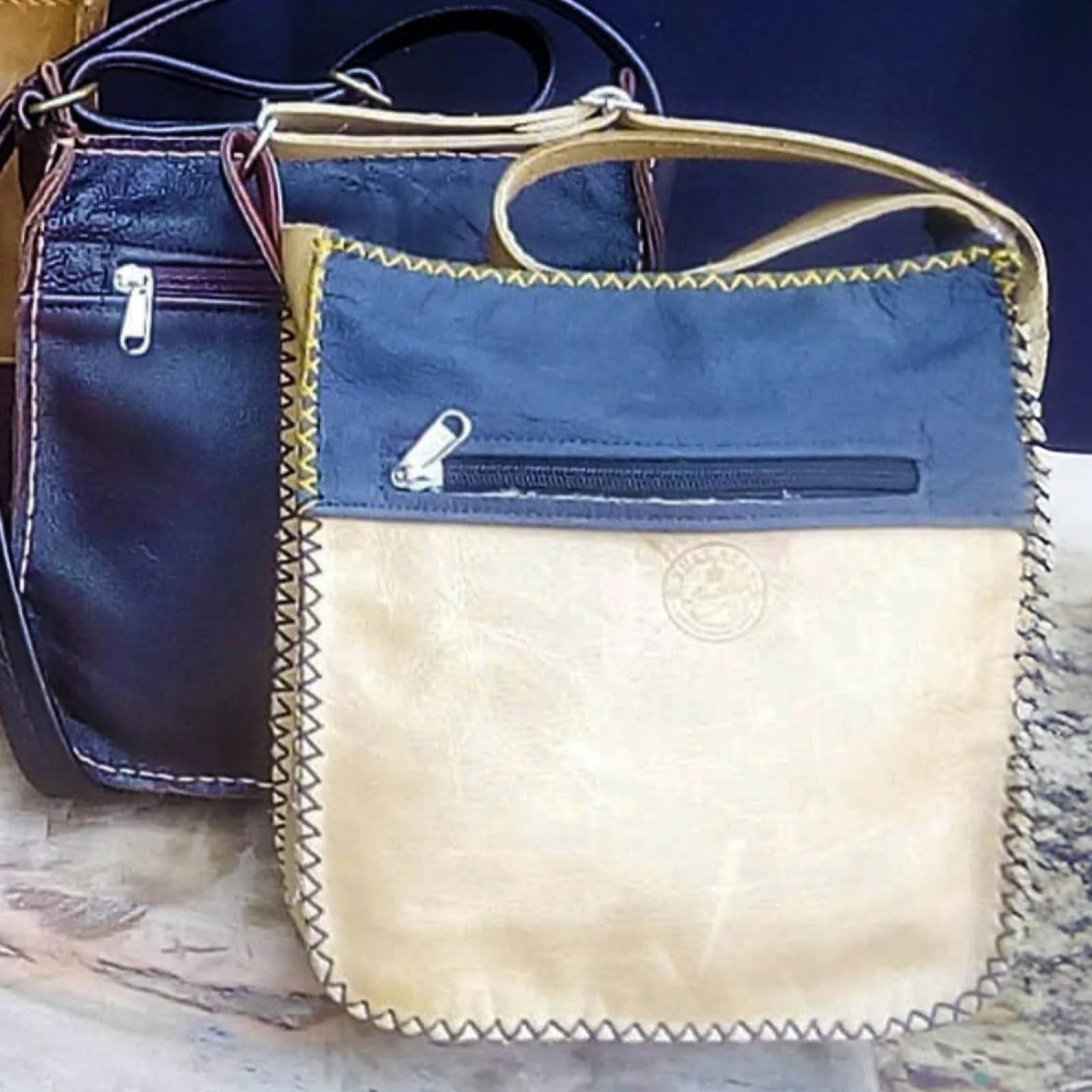 classic 2 and 3 colour block leather sling bag variation beige classic 2 and 3 colour block leather sling bag variation beige