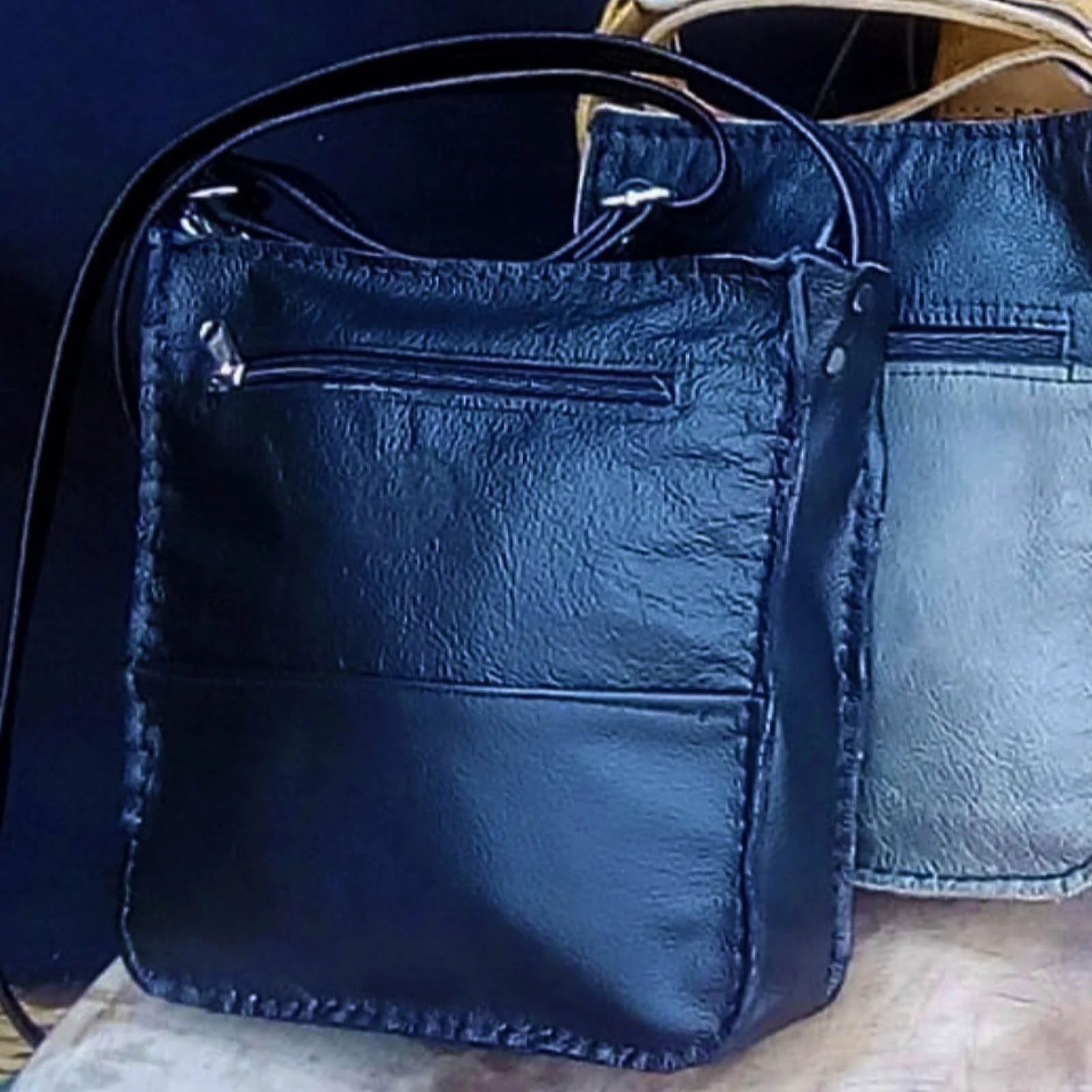 classic 2 and 3 colour block leather sling bag variation black classic 2 and 3 colour block leather sling bag variation black