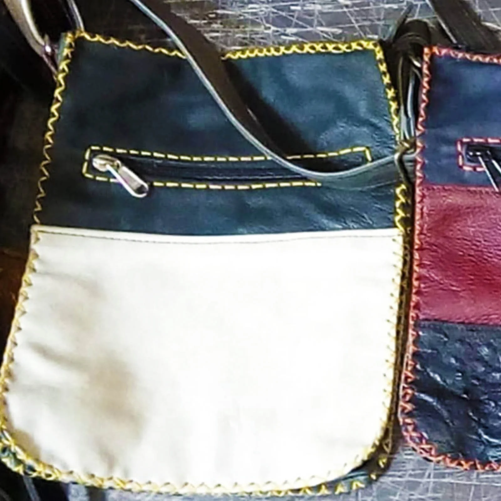 classic 2 and 3 colour block leather sling bag variation cream classic 2 and 3 colour block leather sling bag variation cream