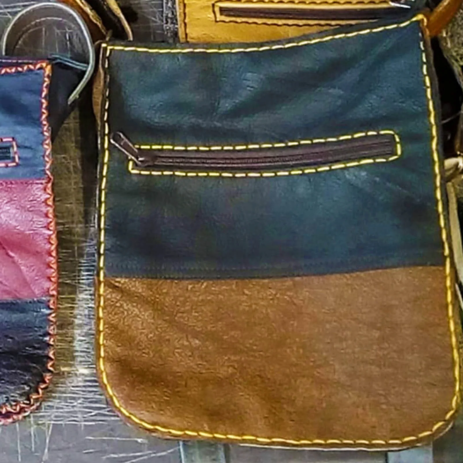 classic 2 and 3 colour block leather sling bag variation tan classic 2 and 3 colour block leather sling bag variation tan