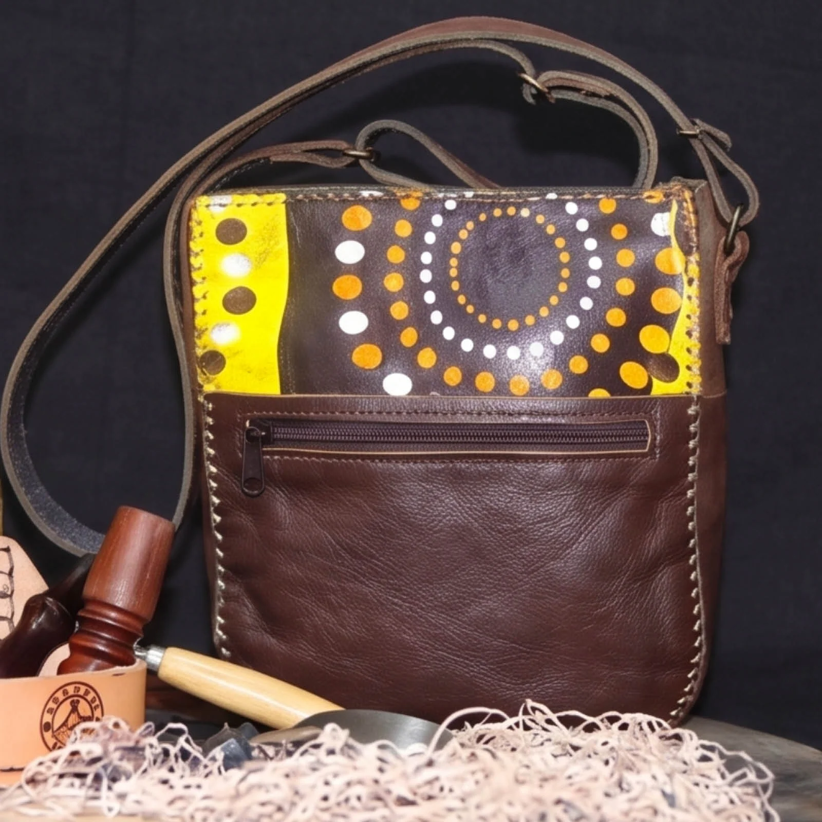 sunset dot leather sling bag sunset dot leather sling bag